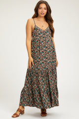 Black Printed Maternity Maxi Dress