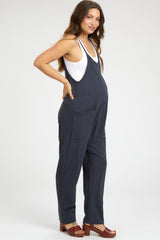 Charcoal Knit Front Pocket Maternity Overall