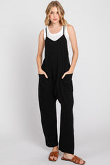 Black Knit Front Pocket Maternity Overall