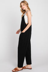 Black Knit Front Pocket Overall