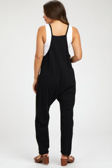 Black Knit Front Pocket Maternity Overall