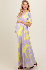 Lavender Floral Back Cutout Maternity Maxi Dress