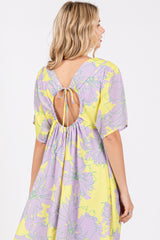 Lavender Floral Back Cutout Maxi Dress