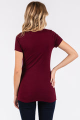 Burgundy Square Neck Short Sleeve Top