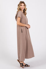 Mocha Fleece Hooded Midi Dress