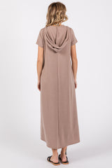 Mocha Fleece Hooded Midi Dress