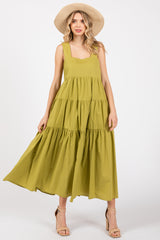 Lime Tiered Maternity Maxi Dress