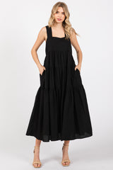 Black Tiered Maternity Maxi Dress