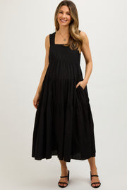 Black Tiered Maternity Maxi Dress