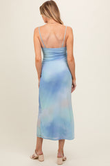 Light Blue Tie Dye Maternity Maxi Dress