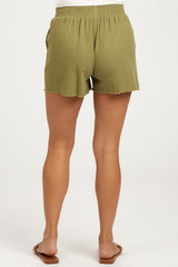 Olive Raw Hem Maternity Shorts