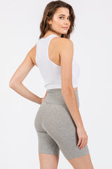 Heather Grey Ribbed Bike Shorts