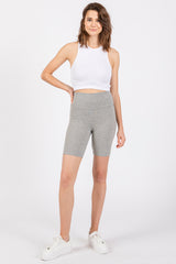 Heather Grey Ribbed Bike Shorts