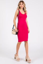 Fuchsia Rib Knit Sleeveless Dress