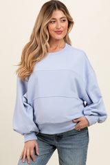 Light Blue Long Sleeve Maternity Crewneck