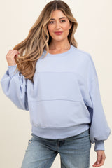 Light Blue Long Sleeve Maternity Crewneck