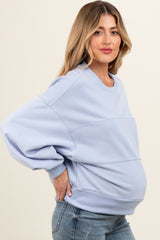 Light Blue Long Sleeve Maternity Crewneck