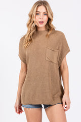 Mocha Knit Pocket Front Maternity Top