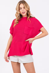 Fuchsia Knit Pocket Front Maternity Top