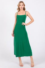 Green Square Neck Sleeveless Sweater Maternity Midi Dress