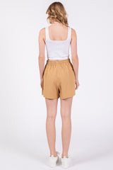 Camel Linen Drawstring Shorts