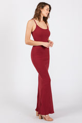 Burgundy Ribbed Maxi Dress