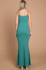 Emerald Green Ribbed Maxi Dress