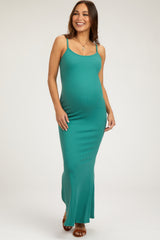 Emerald Green Ribbed Maternity Maxi Dress