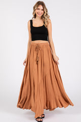 Camel Tassel String Maternity Maxi Skirt