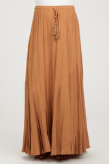 Camel Tassel String Maternity Maxi Skirt