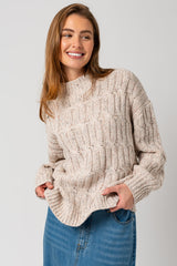 Beige Speckled Knit Sweater