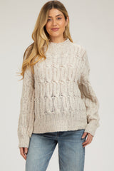 Beige Speckled Knit Maternity Sweater