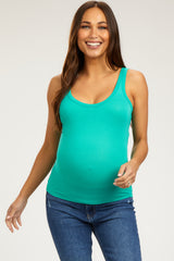 Turquoise Scoop Neckline Maternity Tank Top