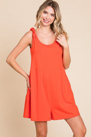 Coral Knot Strap Romper