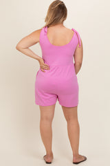 Pink Knot Strap Maternity Plus Romper