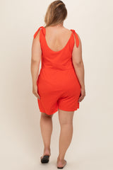 Coral Knot Strap Maternity Plus Romper