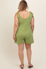 Light Olive Knot Strap Maternity Plus Romper