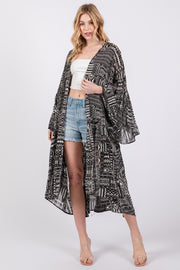 Black Ruffle Wide Sleeve Cover Up