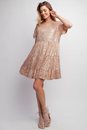 Champagne Tiered Sequins Dress