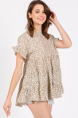 Ivory Animal Print Tiered Top