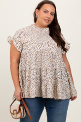 Ivory Animal Print Tiered Plus Top