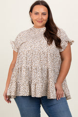 Ivory Animal Print Tiered Plus Top