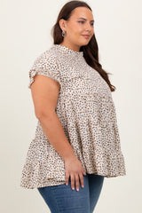 Ivory Animal Print Tiered Plus Top