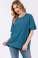 Dark Teal Short Sleeve Maternity Top