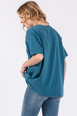 Dark Teal Short Sleeve Top