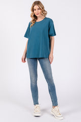 Dark Teal Short Sleeve Top