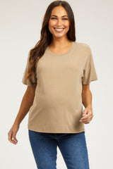 Mocha Short Sleeve Maternity Top