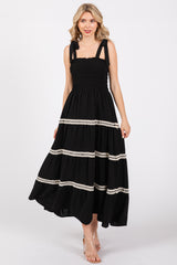 Black Smocked Maxi Dress