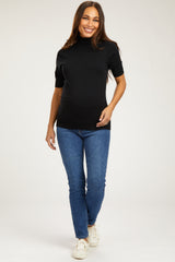 Black Turtleneck Maternity Knit Top