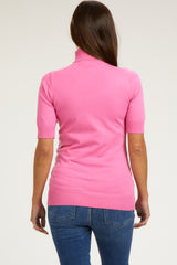 Fuchsia Turtleneck Maternity Knit Top